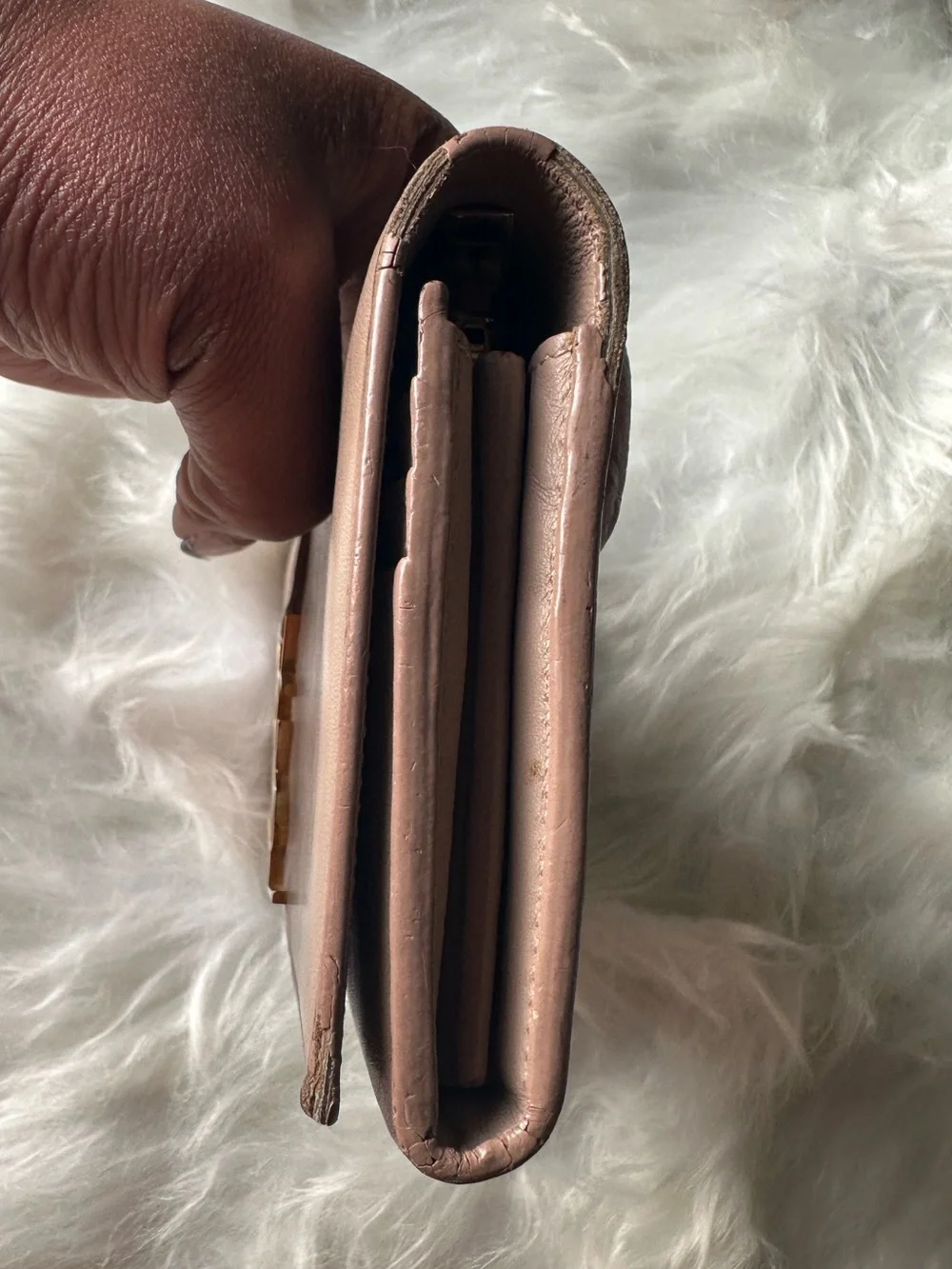 Saint Laurent YSL Beige Leather Wallet Convertible Chain Crossbody